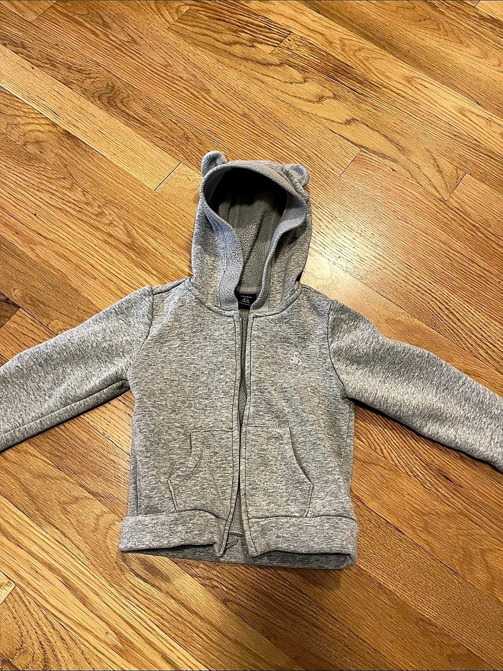 Baby Gap Gray Bear Ear Zip Hoodie Gray Baby 18-24M